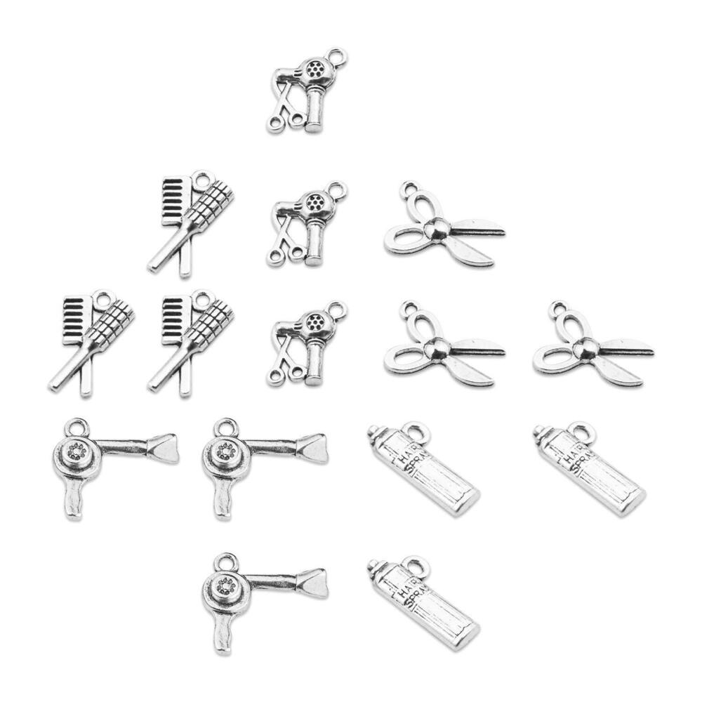 9053 15pcs HairStylist Charms Collection Hairdresser Pendant Hair